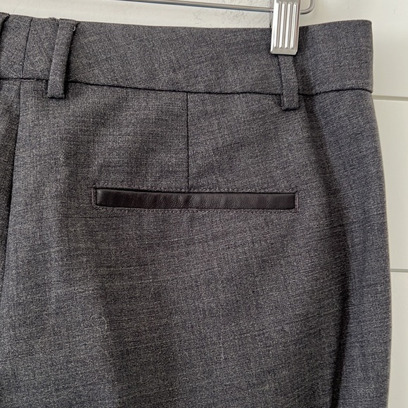 Vince Size 10 woman cool wool blend pants with leather trim and ankle zip - Picture 6 of 13